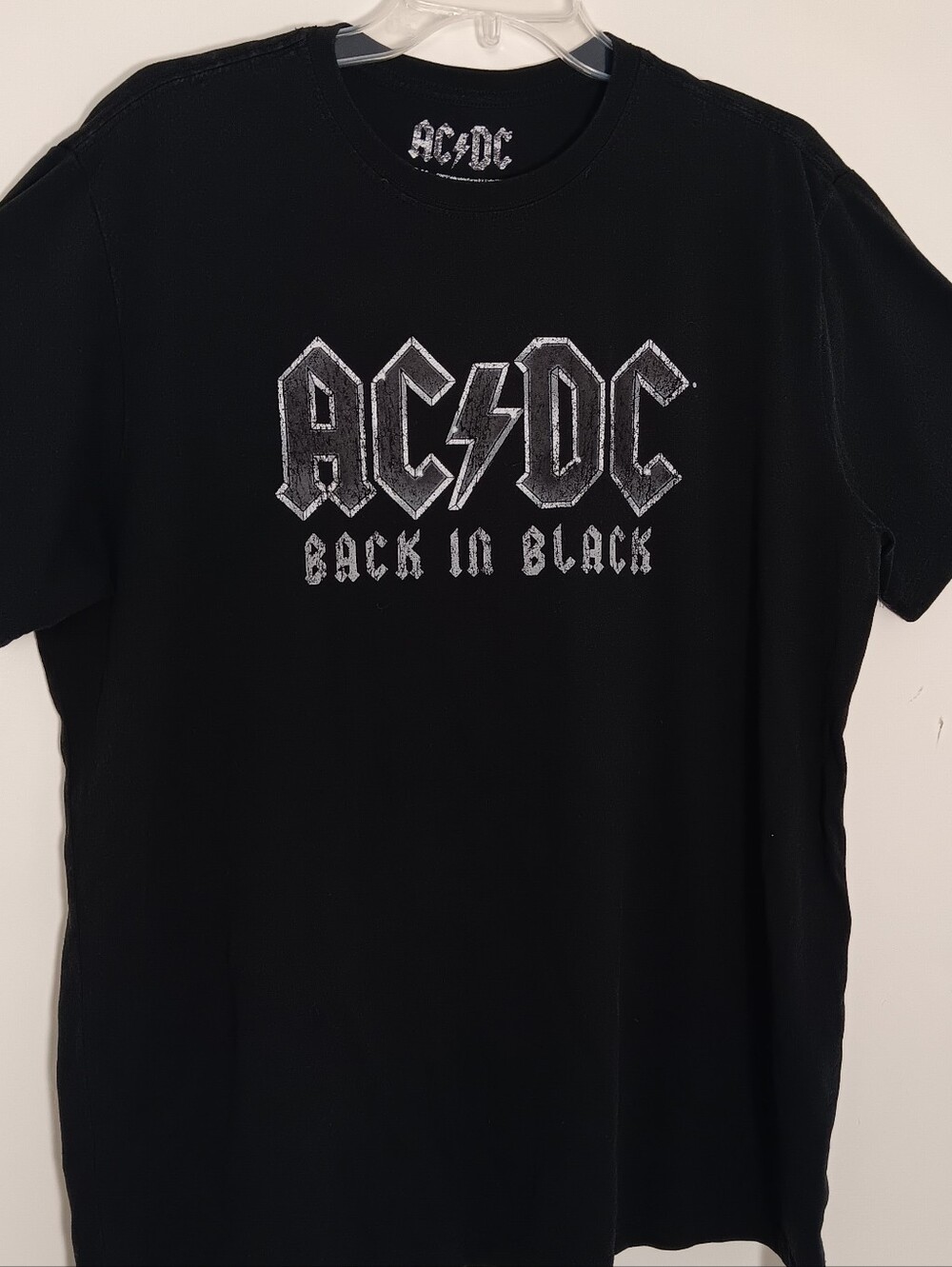 AC/DC Black Short Sleeve Graphic Tee with Silver Logo